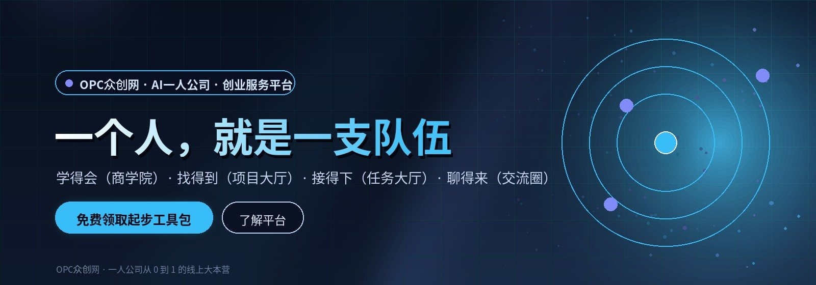 OPC众创网：一个人就是一支队伍，免费领取 AI 超级个体起步工具包